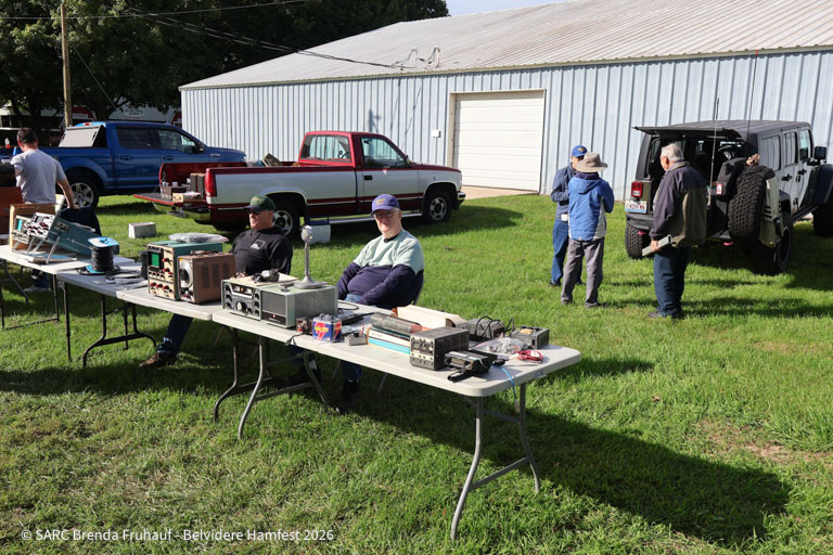 SARC members and selling tables at Belvidere Hamfest 2026. Photo: SARC / Brenda Fruhauf