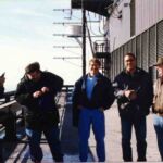 Fox hunt team on the roof of the John Hancock building in downtown Chicago. From L-R, Seth (from the comm. site management), K9IIM, N9QPD, KY0Q, N9EHA, N9WPD, and behind the lens for all of these pictures, KB9KMW