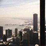 View south, looking out the window of the transmitter room